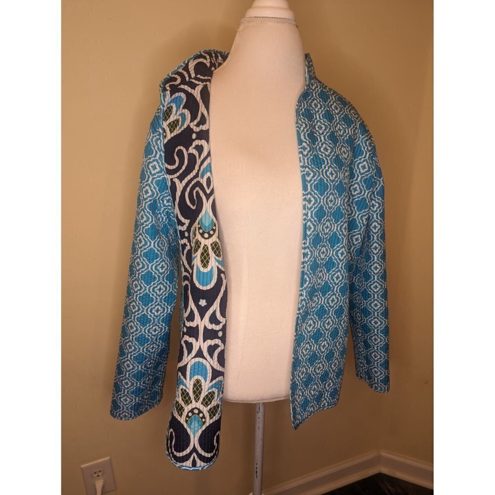 VINTAGE Alfred Dunner lightweight jacket, reversible, blues and white - Picture 5 of 10